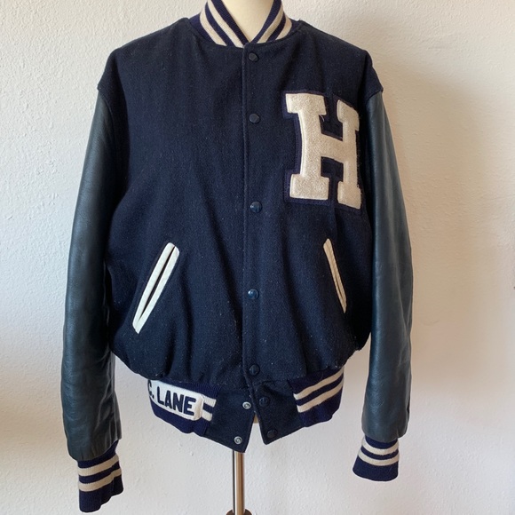 Vintage Other - Made in USA, vintage Wool&Leather varsity jacket L